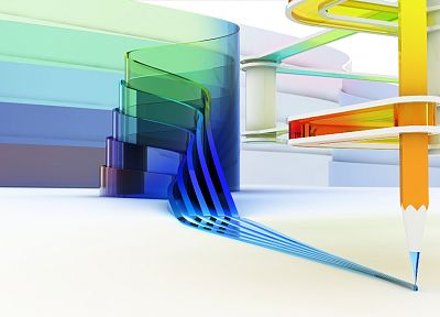 abstract, CGI, chromatic, pencils, K3 Studio - random desktop wallpaper