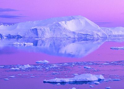 nature, winter, icebergs, bay, Greenland - random desktop wallpaper