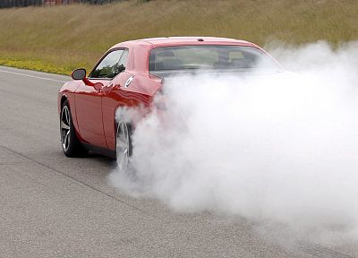 cars, smoke, Dodge Challenger - random desktop wallpaper
