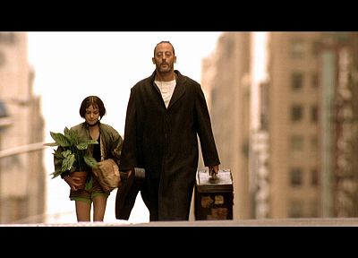 movies, actress, Natalie Portman, Leon The Professional, buildings, plants, Jean Reno, screenshots - desktop wallpaper
