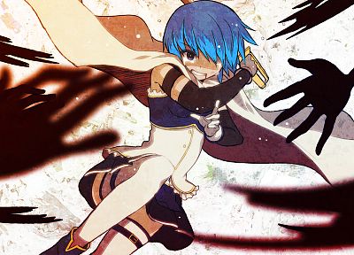 blue hair, Mahou Shoujo Madoka Magica, Miki Sayaka, anime, anime girls, swords - random desktop wallpaper