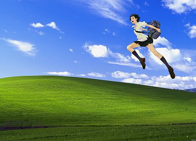 school uniforms, The Girl Who Leapt Through Time, anime, Konno Makoto, knee socks - desktop wallpaper