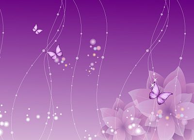 abstract, nature, flowers, purple, butterflies - random desktop wallpaper