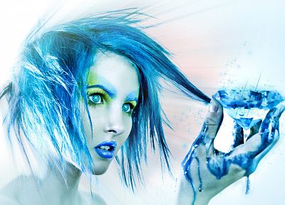 blue hair, piercings, I Must Be Dead - random desktop wallpaper