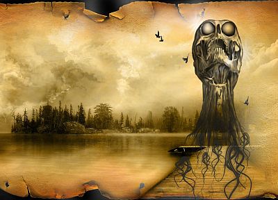 skulls, lakes - desktop wallpaper