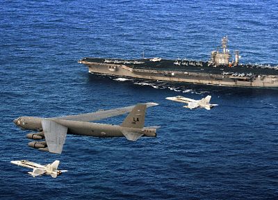 military, airplanes, bomber, B-52 Stratofortress, vehicles, aircraft carriers, F-18 Hornet, battleships - random desktop wallpaper
