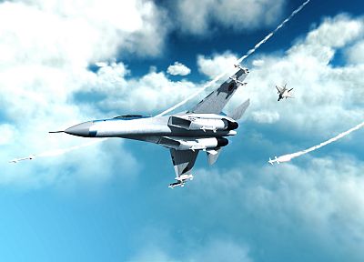aircraft, missiles, contrails, Su-30 MKI, Su-30MKI - random desktop wallpaper