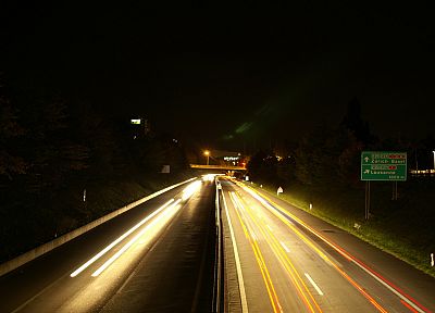 light, night, roads, Switzerland, light trails - desktop wallpaper