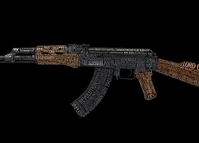guns, text, typography, AK-47 - random desktop wallpaper