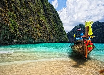 boats, vehicles, HDR photography, beaches - desktop wallpaper