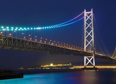 Japan, bridges, Akashi Kaikyo bridge - random desktop wallpaper