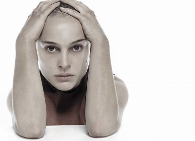 women, actress, Natalie Portman, simple background, white background - desktop wallpaper