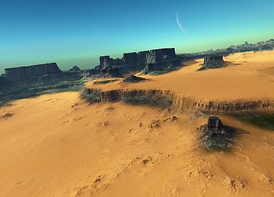 deserts, Moon, cliffs, plateau - desktop wallpaper