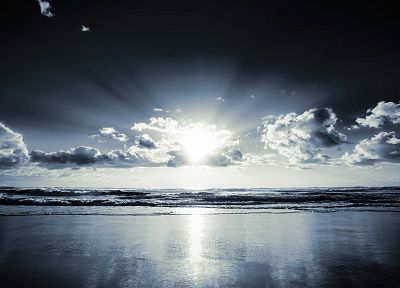 sunrise, ocean, clouds, landscapes, shore - random desktop wallpaper