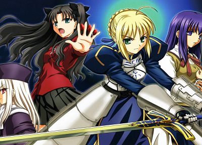 Fate/Stay Night, Tohsaka Rin, Saber, Matou Sakura, anime girls, Fate series, Illyasviel von Einzbern - desktop wallpaper