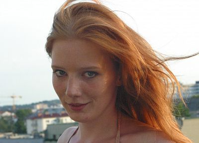 women, redheads, pierced nose - desktop wallpaper
