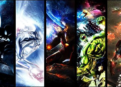 Hulk (comic character), Iron Man, Spider-Man, Captain America, Silver Surfer - duplicate desktop wallpaper