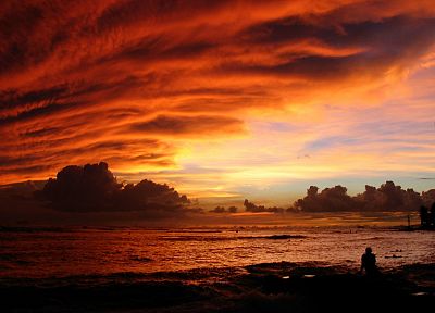 sunset, ocean, clouds, landscapes - duplicate desktop wallpaper