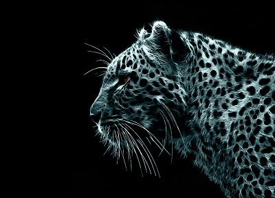 digital, Fractalius, leopards, black background - random desktop wallpaper
