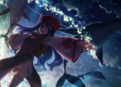 anime girls, flying whales, DJ Max Portable, Yuuki Tatsuya - related desktop wallpaper