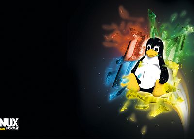 Linux, tux, Microsoft Windows, operating system wars - desktop wallpaper