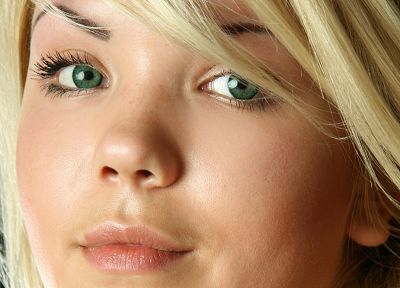 blondes, women, close-up, green eyes - random desktop wallpaper