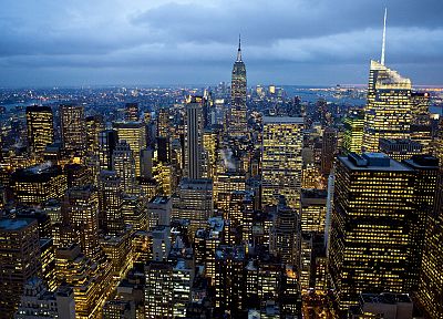 clouds, cityscapes, lights, New York City, skyscrapers - desktop wallpaper