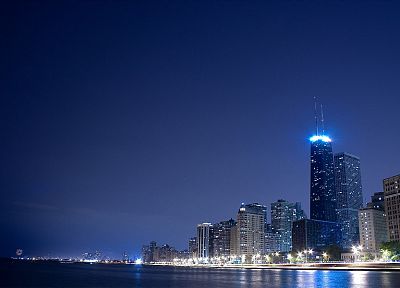 skylines, Chicago, night - random desktop wallpaper