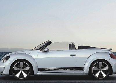 white, cars, concept art, Volkswagen Beetle - desktop wallpaper