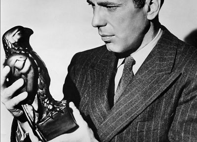 birds, Humphrey Bogart, grayscale, falcon bird, The Maltese Falcon - desktop wallpaper