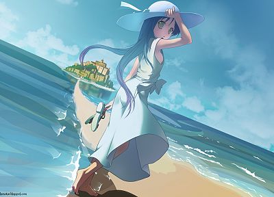 women, Lucky Star, anime, Izumi Kanata, beaches - random desktop wallpaper