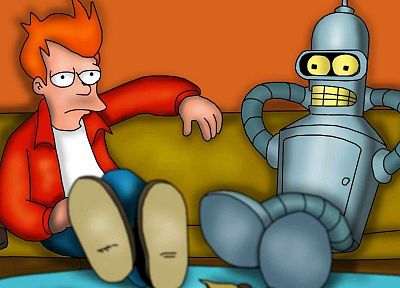 Futurama, Bender, couch, Philip J. Fry - desktop wallpaper
