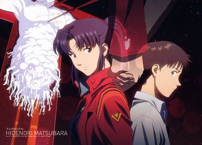Neon Genesis Evangelion, Ikari Shinji, Katsuragi Misato - desktop wallpaper