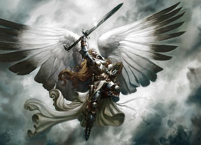 angels, Magic: The Gathering, Serra Angel - desktop wallpaper