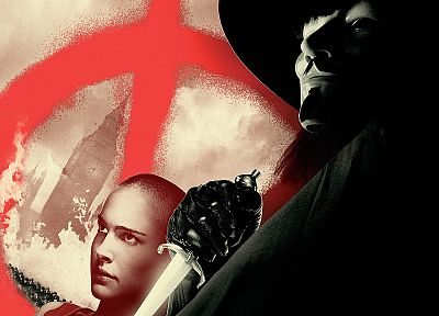 movies, actress, Natalie Portman, Guy Fawkes, V for Vendetta - desktop wallpaper
