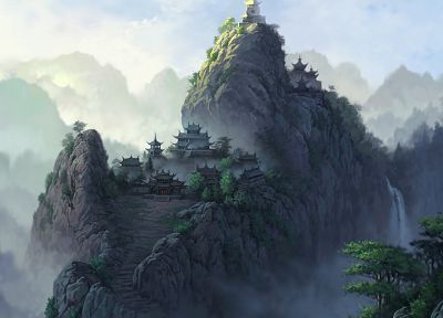 landscapes, temples, Asia, artwork - duplicate desktop wallpaper