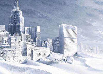 snow, New York City, apocalyptic - desktop wallpaper