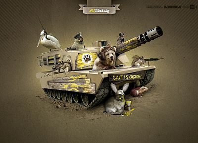 bunnies, funny, weapons, tanks, squirrels, bears - desktop wallpaper