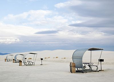 white, tables, sand dunes, New Mexico, picnic - random desktop wallpaper