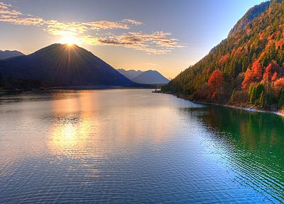 water, mountains, landscapes, sunlight - desktop wallpaper