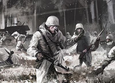 soldiers, war, artwork - random desktop wallpaper