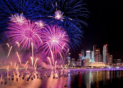 fireworks, cities - duplicate desktop wallpaper