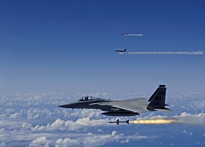 aircraft, military, missiles, sparrow, United States Air Force, vehicles, F-15 Eagle, jet aircraft, AIM-7 - random desktop wallpaper
