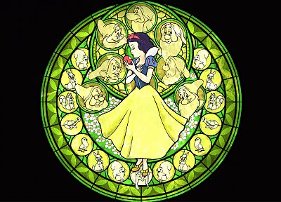 Kingdom Hearts, Snow White, stained glass - random desktop wallpaper