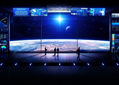 outer space, futuristic, digital art, observation deck - desktop wallpaper