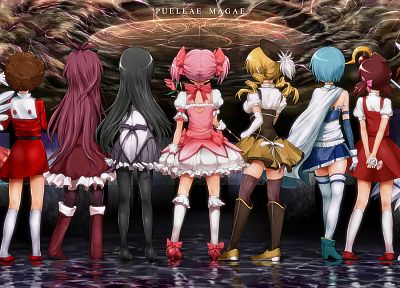 Cardcaptor Sakura, Mahou Shoujo Madoka Magica, Miki Sayaka, Sakura Kyouko, Tomoe Mami, Kaname Madoka, anime, crossovers - related desktop wallpaper