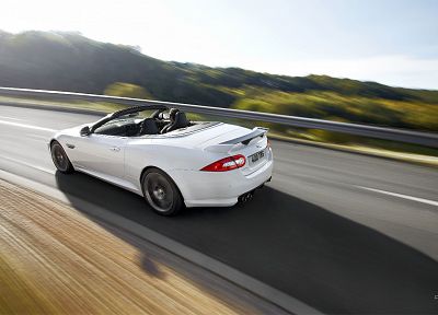 white, cars, convertible, Jaguar XKR - random desktop wallpaper