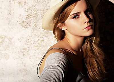 blondes, women, Emma Watson, actress, long hair, celebrity, hats, faces - desktop wallpaper