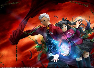 Fate/Stay Night, Tohsaka Rin, Archer (Fate/Stay Night), Fate series - duplicate desktop wallpaper