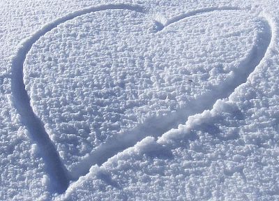 winter, snow, hearts - random desktop wallpaper